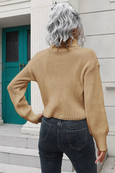 'Anouk' Turtleneck Cropped Sweater - Celes Fashion